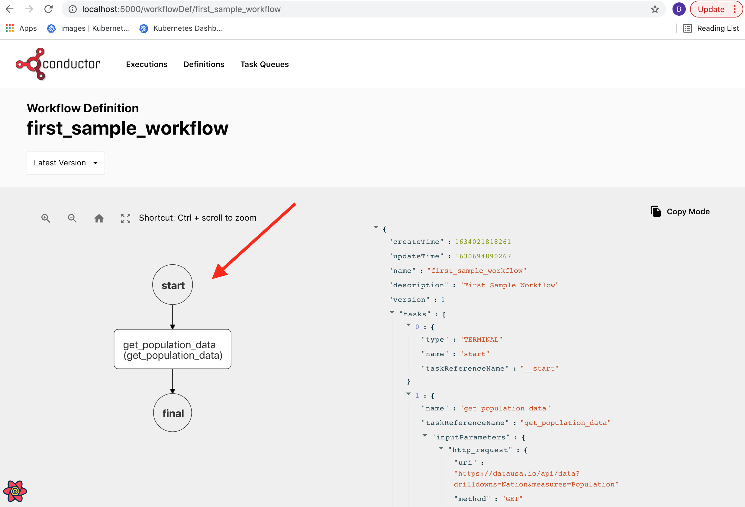 Conductor UI - Workflow Definition - Visual Flow